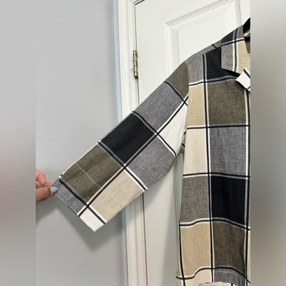 CABIN CREEK Shirt Womens L Button Up Blouse Top Plaid 3/4 Sleeve - Picture 3 of 3